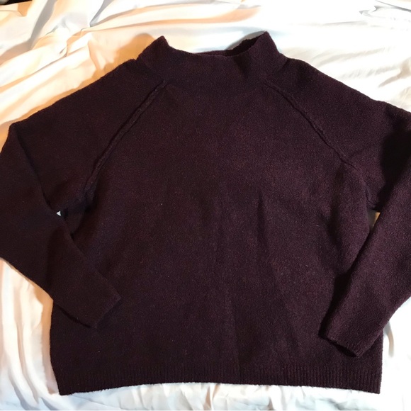 Free People Winding Ivy sweater XS/S Deep Merlot slouchy oversized mock neck - Picture 2 of 8